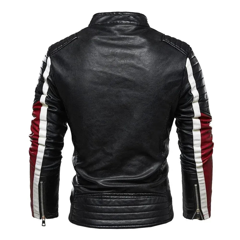 Heidi-Mode | Herren PU-Leder Patchwork Bikerjacke