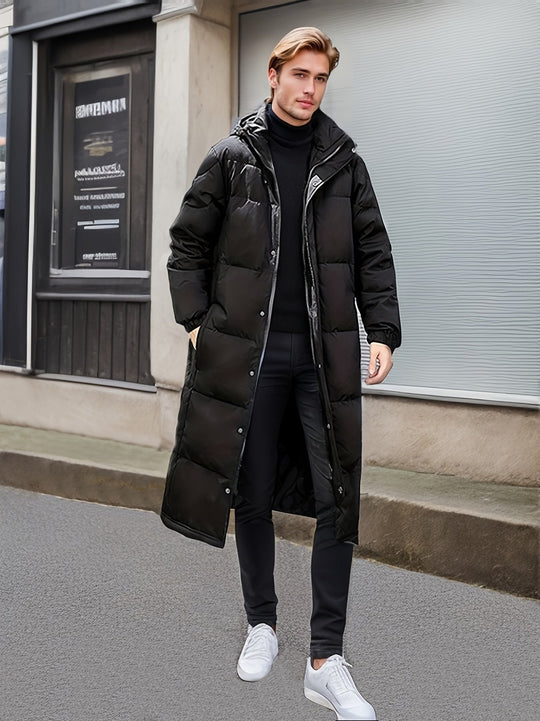 Heidi-Mode | Herren Lange Winterjacke: Warme Gepolsterte Lockere Passform Reißverschluss Design