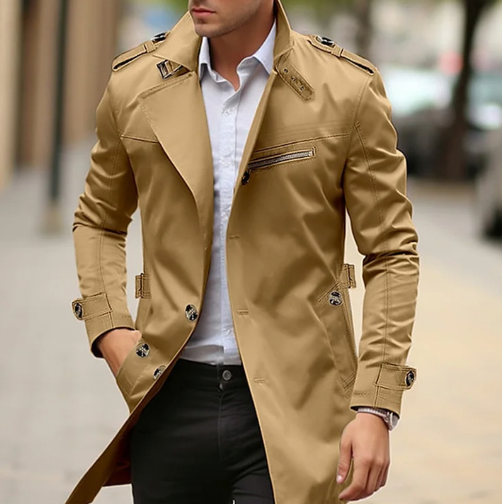 Heidi-Mode | Herren Premium Baumwolle Trenchcoat - Stylische Frühlingsoberbekleidung
