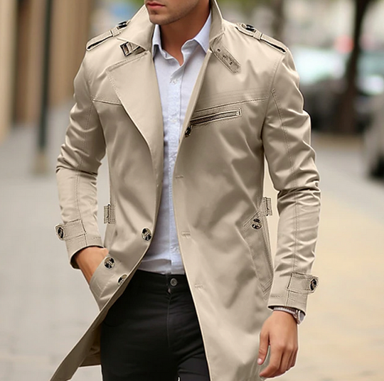 Heidi-Mode | Herren Premium Baumwolle Trenchcoat - Stylische Frühlingsoberbekleidung