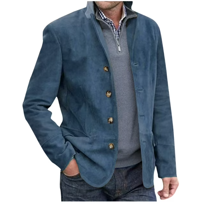 Heidi-Mode | Herren Wildleder Blazer Jacke, Blau & Braun, Elegant & Vielseitig