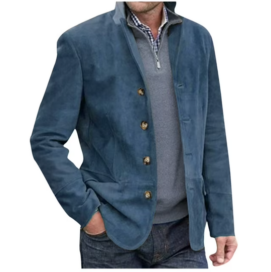 Heidi-Mode | Herren Wildleder Blazer Jacke, Blau & Braun, Elegant & Vielseitig