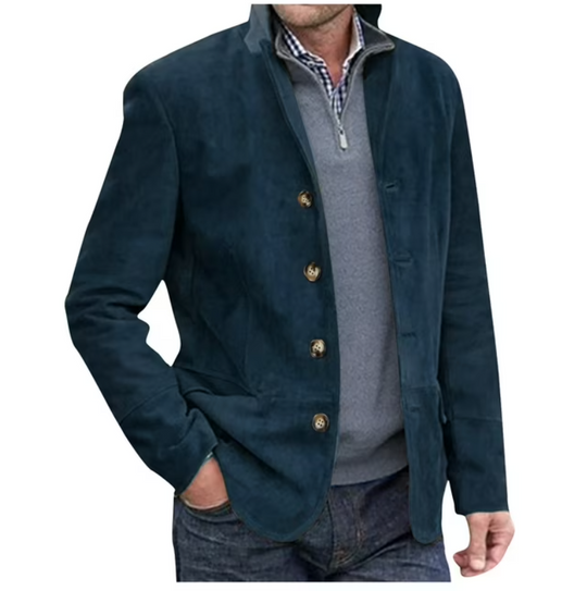 Heidi-Mode | Herren Wildleder Blazer Jacke, Blau & Braun, Elegant & Vielseitig