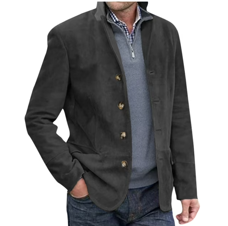 Heidi-Mode | Herren Wildleder Blazer Jacke, Blau & Braun, Elegant & Vielseitig