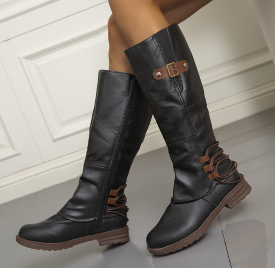 Heidi-Mode | Lederknielange Stiefel für Damen In Schwarz und Braun