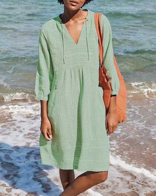 Heidi-Mode | Lässiges Lockeres Hemdkleid für Frauen, Leichtes Sommerkleid aus Polyester
