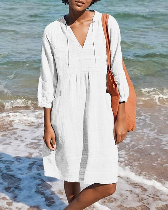 Heidi-Mode | Lässiges Lockeres Hemdkleid für Frauen, Leichtes Sommerkleid aus Polyester