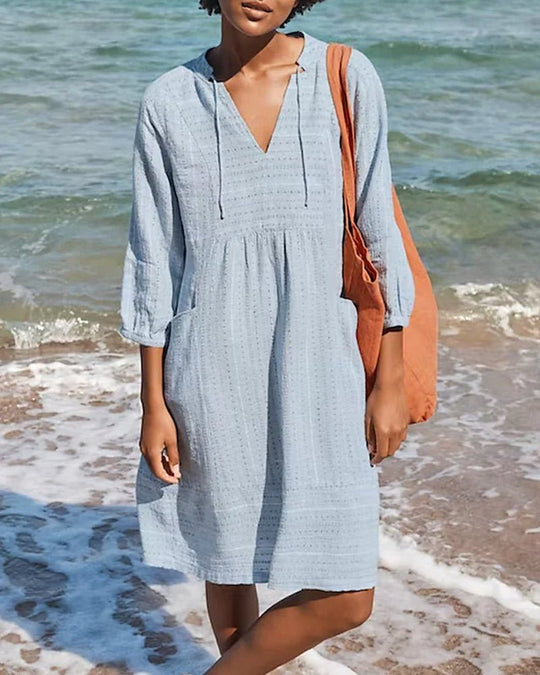 Heidi-Mode | Lässiges Lockeres Hemdkleid für Frauen, Leichtes Sommerkleid aus Polyester