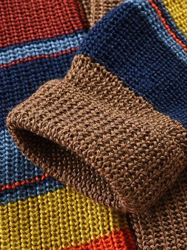 Heidi-Mode | Gestreiftes Herren Strickjacke Sweatshirt