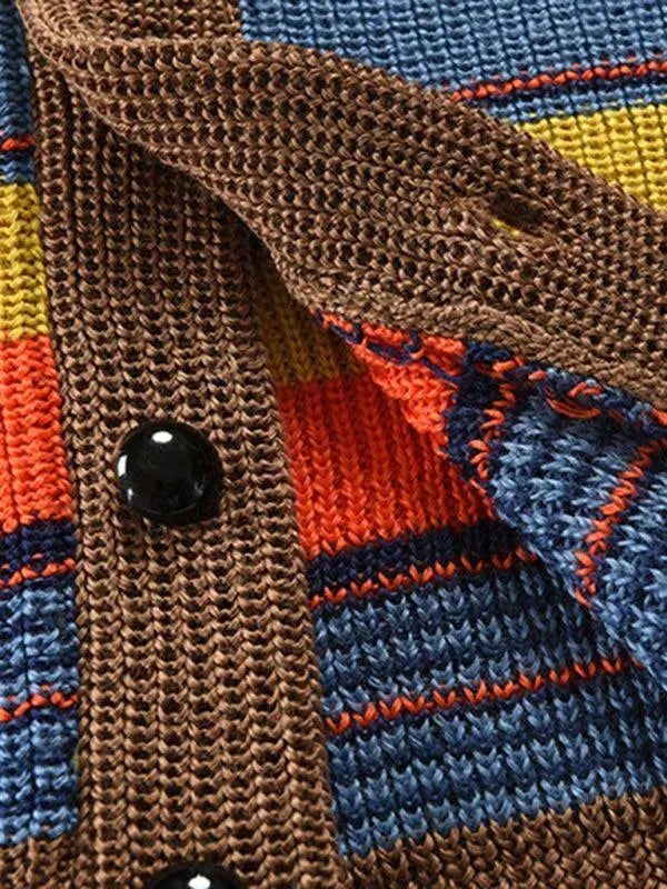 Heidi-Mode | Gestreiftes Herren Strickjacke Sweatshirt