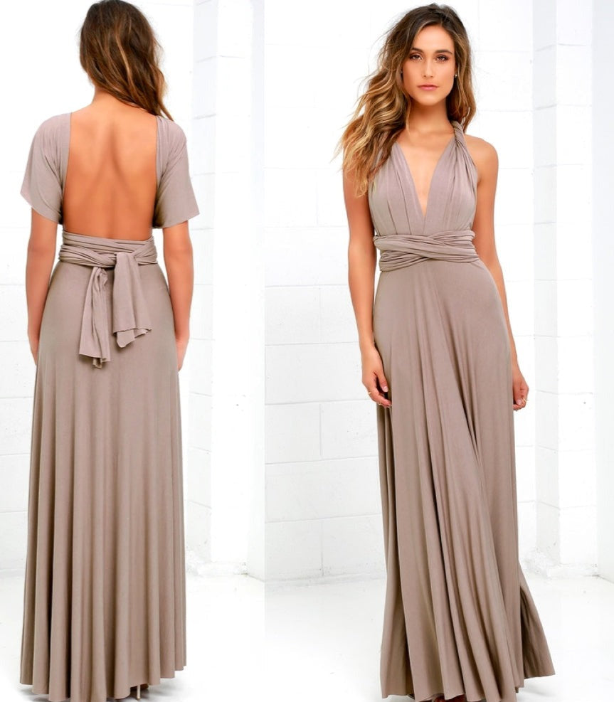 Heidi-Mode | Elegantes Rückenfreies Multiwrap Abendkleid Lang