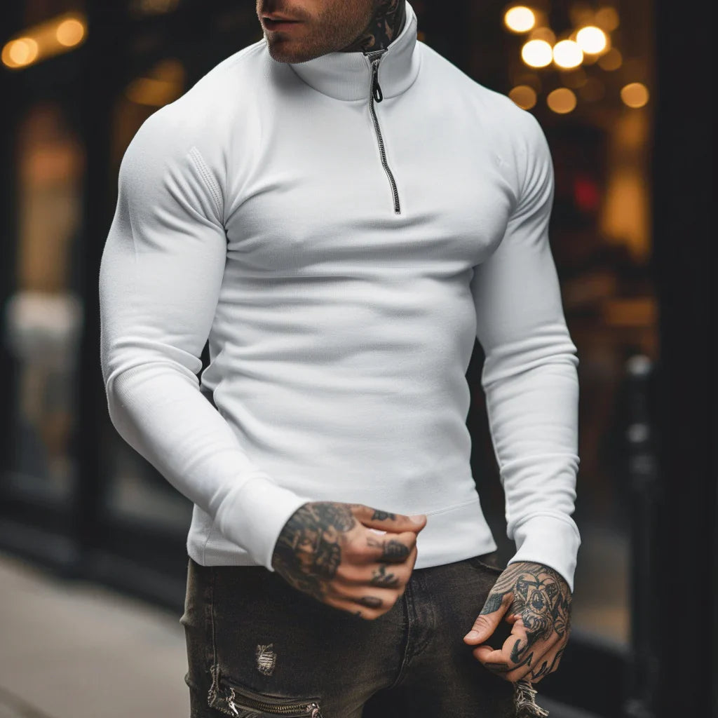 Heidi-Mode | Muskel Fit Halbzip Pullover - Stilvoll & Bequem