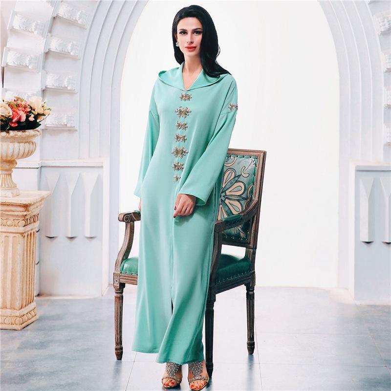 Heidi-Mode | Kapuze Elegante Strass Lange Femme Djellaba Frauen Abaya Kaftan Kleid Jalaba