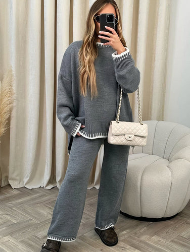 Lässiges zweiteiliges Set mit passendem Pullover und Hose