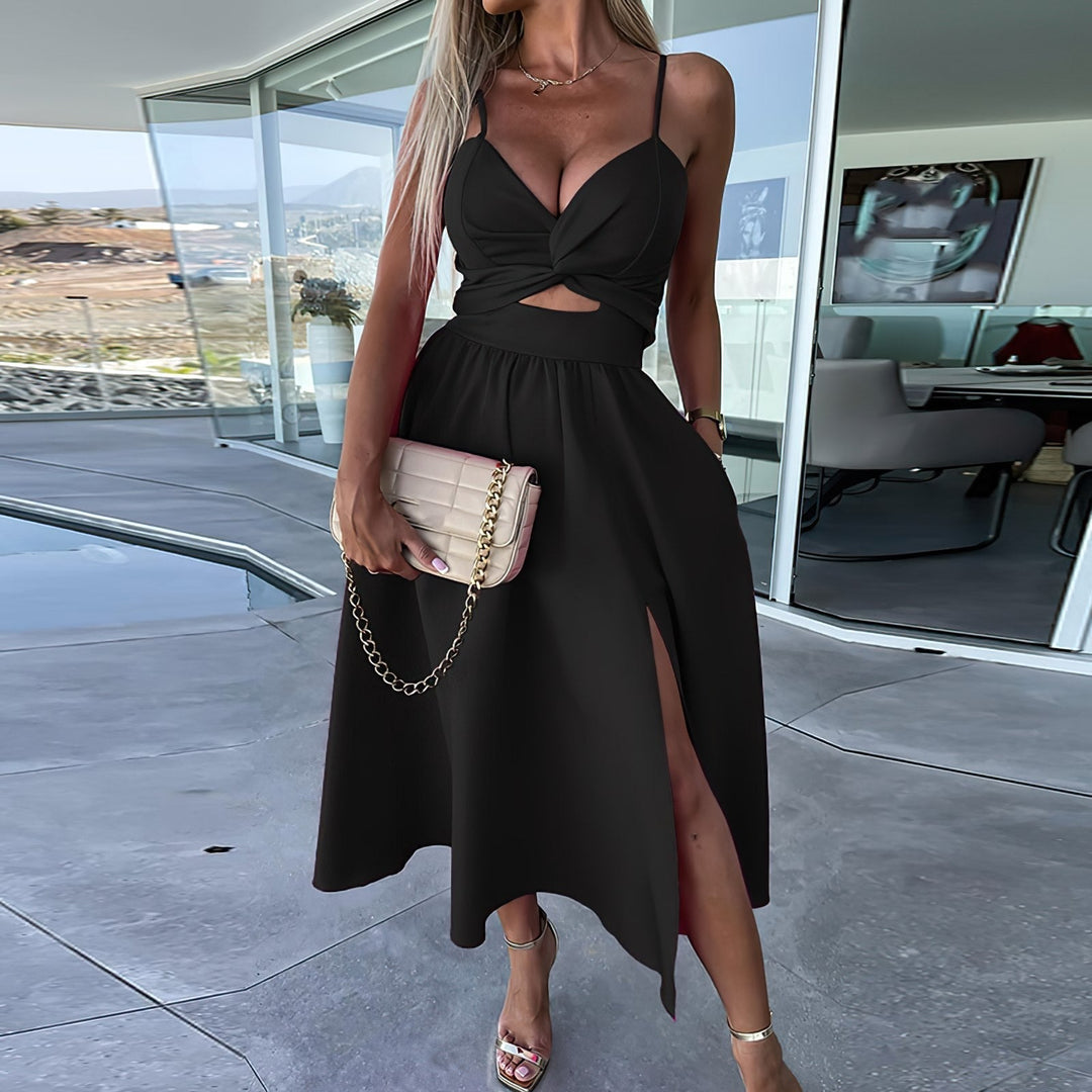rückenfreies langes Kleid mit Sling Twist