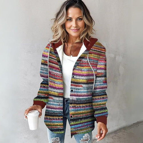 Bunt gestreifte Strickjacke für Damen