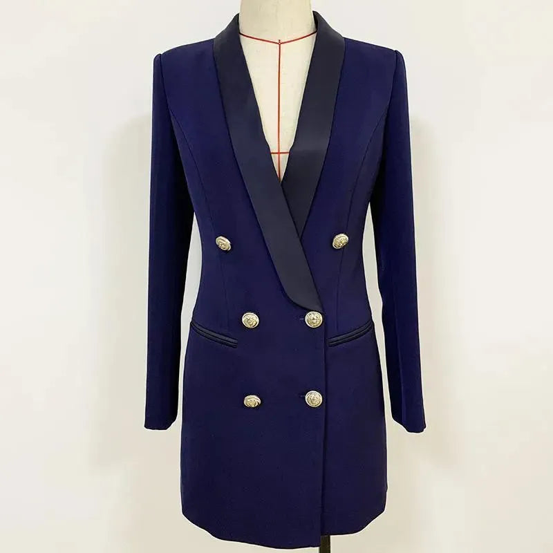 Heidi-Mode | Navy Blau Tuxedo Blazer Frauen - Lässig - Einfarben