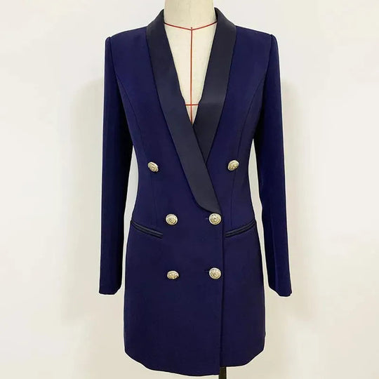 Heidi-Mode | Navy Blau Tuxedo Blazer Frauen - Lässig - Einfarben