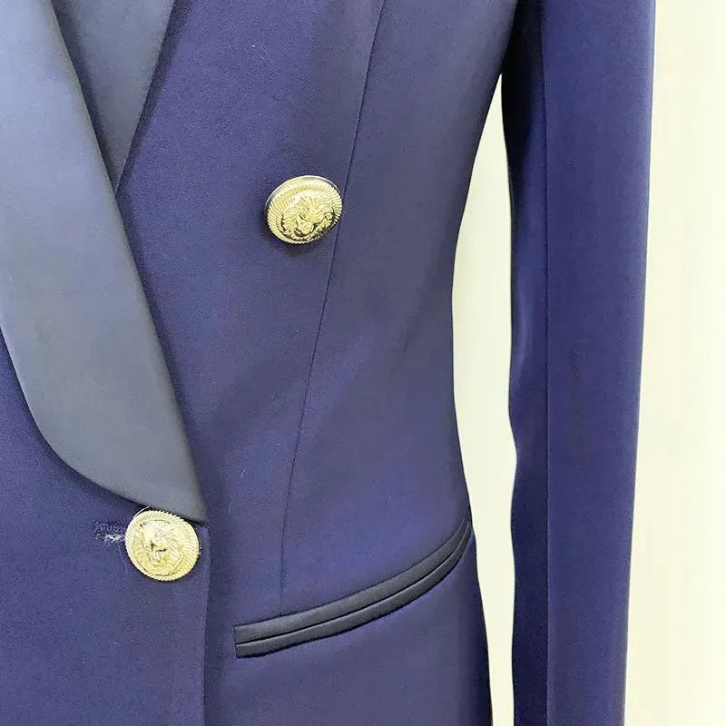 Heidi-Mode | Navy Blau Tuxedo Blazer Frauen - Lässig - Einfarben