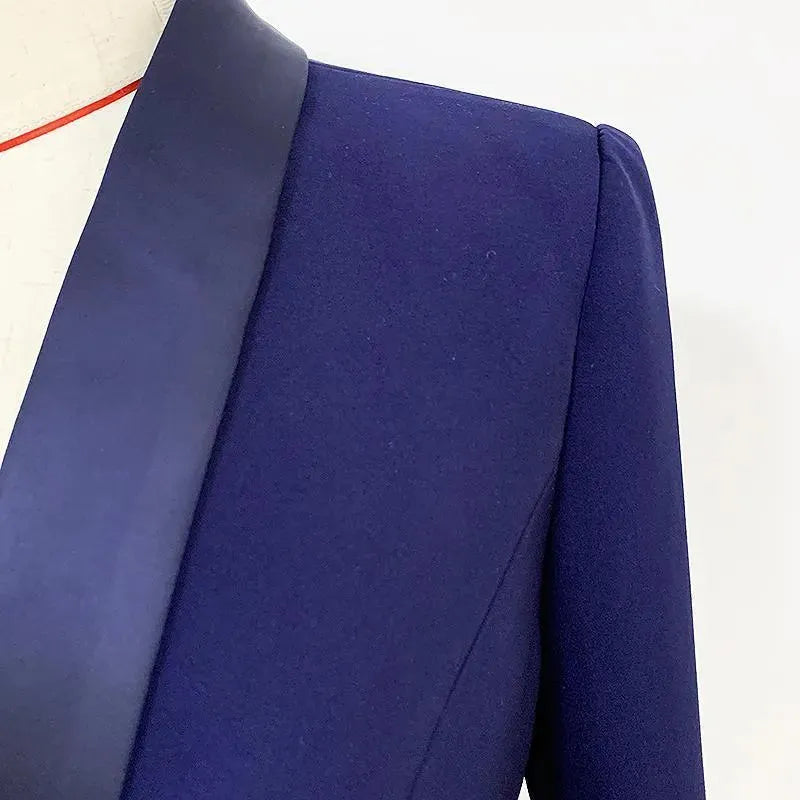 Heidi-Mode | Navy Blau Tuxedo Blazer Frauen - Lässig - Einfarben