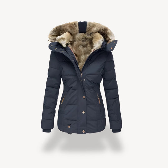 Heidi-Mode | Damen Gesteppter Parka mit Abnehmbarem Kunstfellkapuze