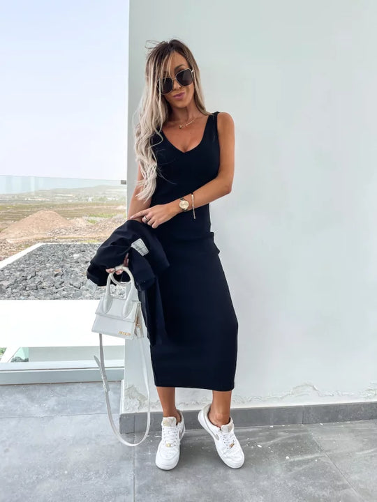 Heidi-Mode | Stilvolles Off Shoulder Crop Top und Midi Rock Set