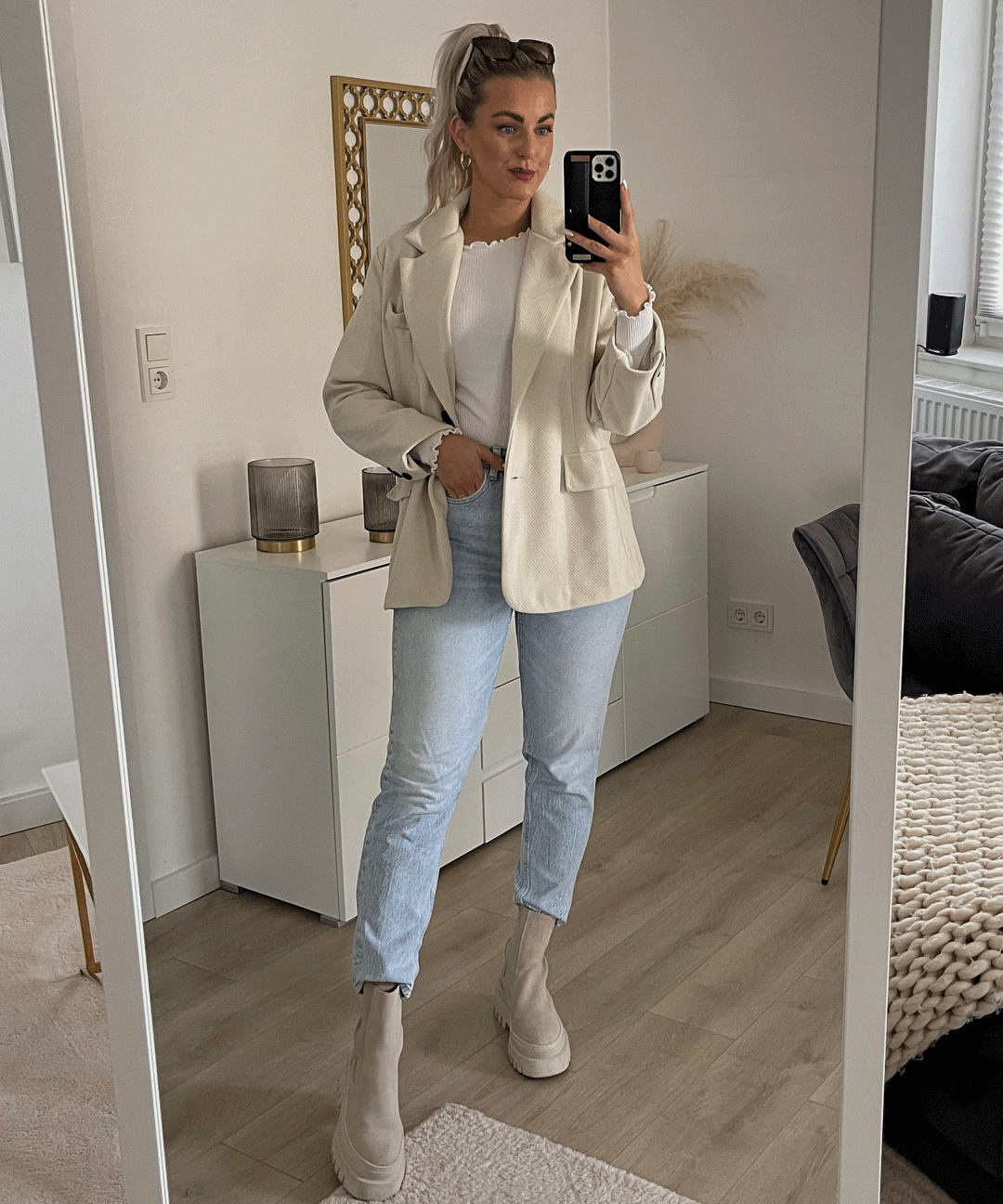Heidi-Mode | Beiger Oversized Casual Blazer