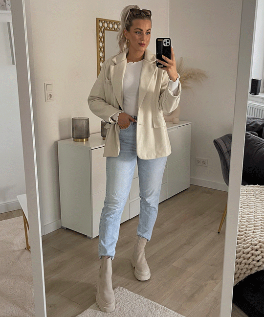 Heidi-Mode | Beiger Oversized Casual Blazer