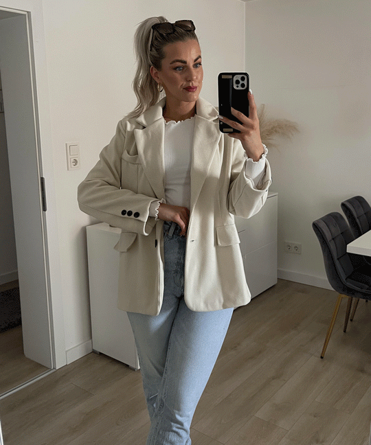 Heidi-Mode | Beiger Oversized Casual Blazer