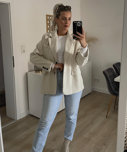 Heidi-Mode | Beiger Oversized Casual Blazer