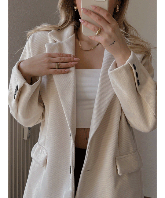 Heidi-Mode | Beiger Oversized Casual Blazer