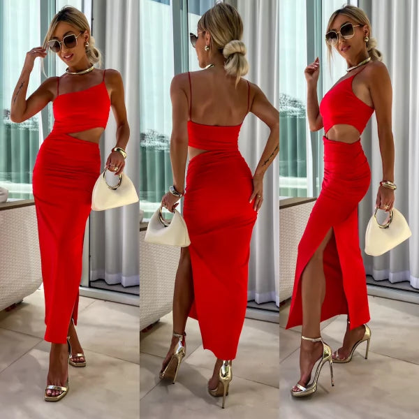 sexy cut-out jurk met open rug