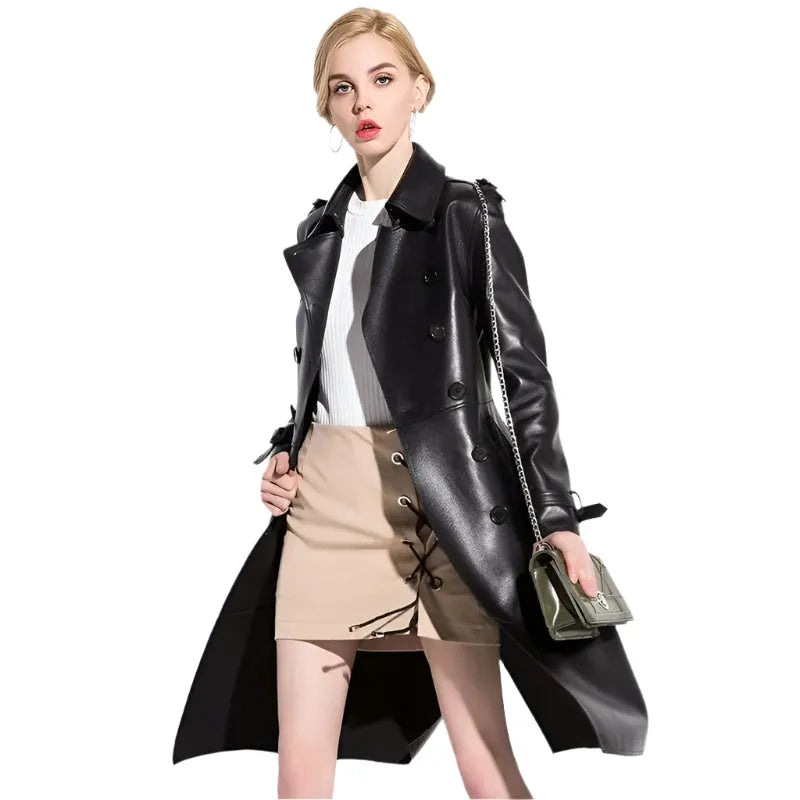 Heidi-Mode | NYC Leder Trenchcoat für Damen