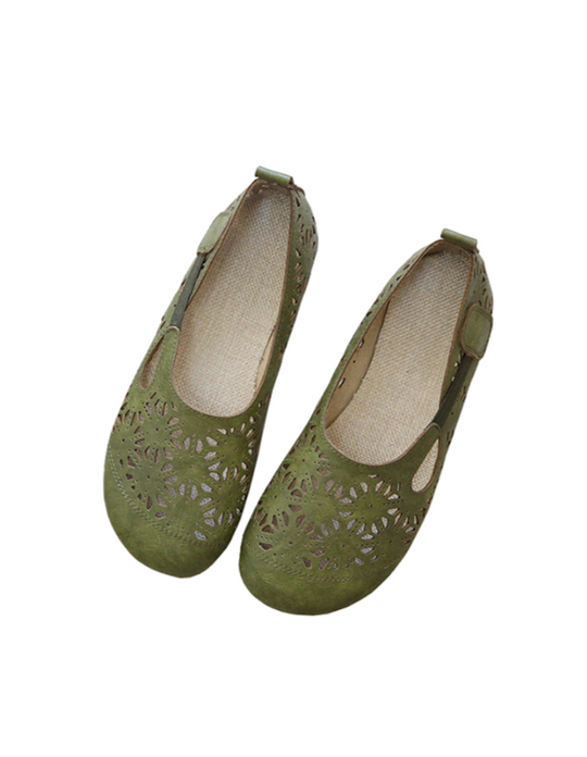 Heidi-Mode | Bequeme Retro Hohe Runde Zehen Sommer Ballerinas