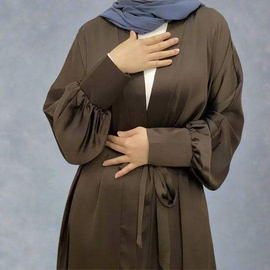 Heidi-Mode | mit Tasche Muslim Frauen Classic Daily Wear Offene Abaya Kleid