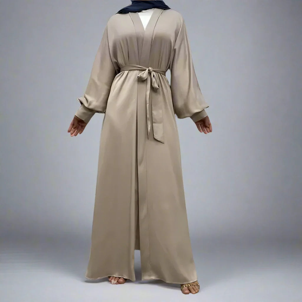 Heidi-Mode | mit Tasche Muslim Frauen Classic Daily Wear Offene Abaya Kleid