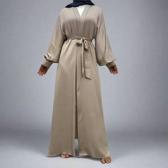 Heidi-Mode | mit Tasche Muslim Frauen Classic Daily Wear Offene Abaya Kleid