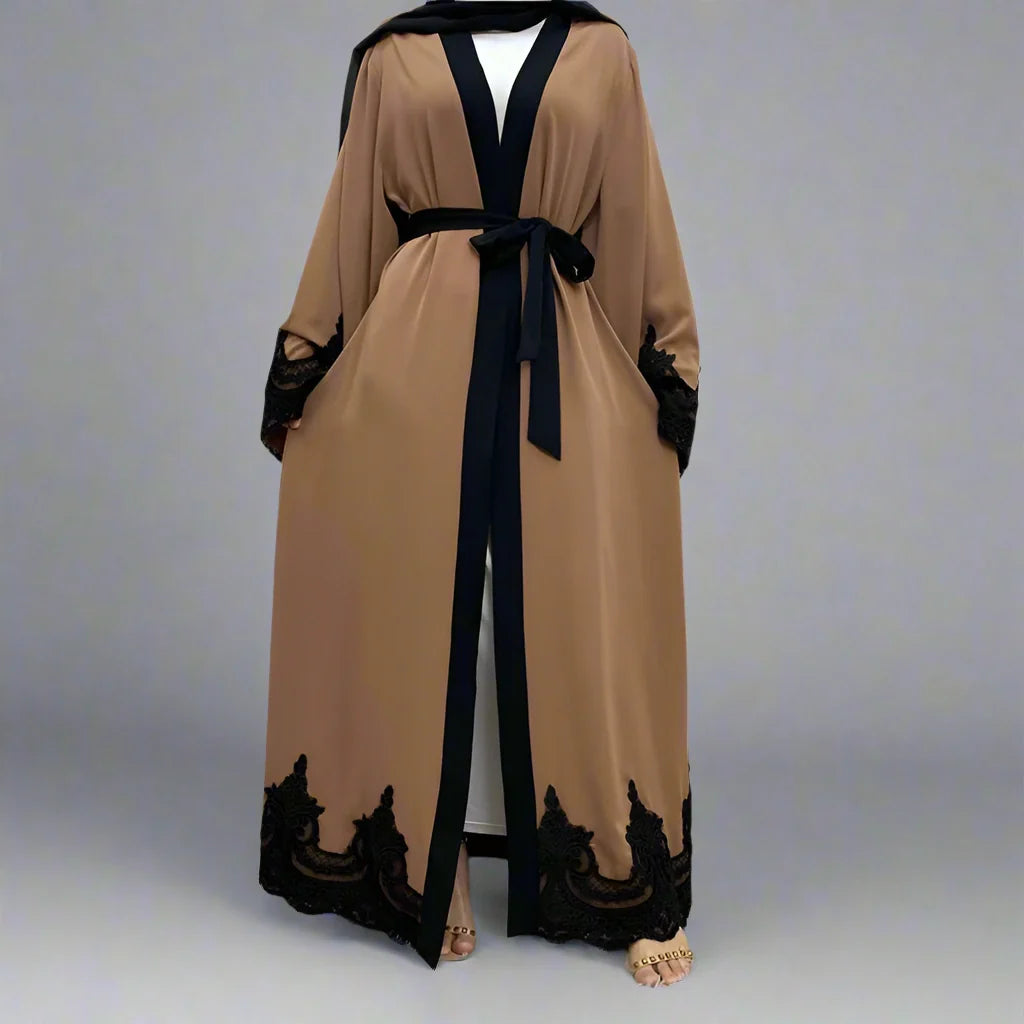 Heidi-Mode | Muslimische Frauen Mode Ramadan Strickpullover Maxi Robe Offene Abaya Kleid