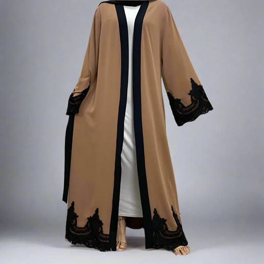 Heidi-Mode | Muslimische Frauen Mode Ramadan Strickpullover Maxi Robe Offene Abaya Kleid