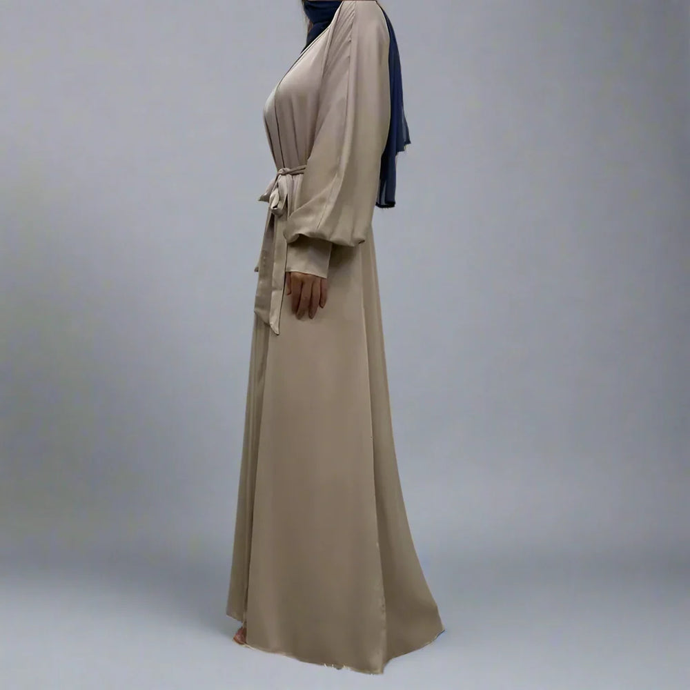 Heidi-Mode | mit Tasche Muslim Frauen Classic Daily Wear Offene Abaya Kleid