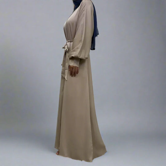 Heidi-Mode | mit Tasche Muslim Frauen Classic Daily Wear Offene Abaya Kleid