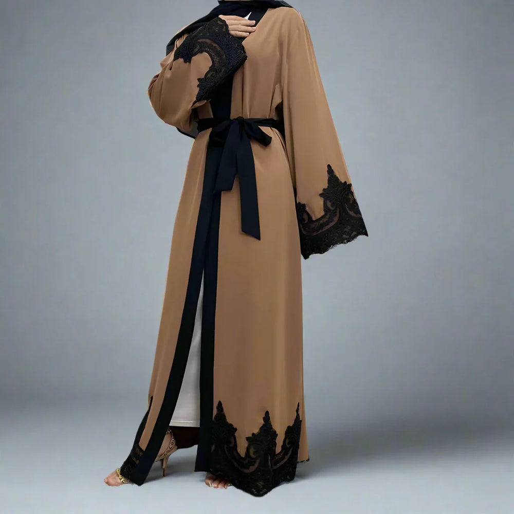 Heidi-Mode | Muslimische Frauen Mode Ramadan Strickpullover Maxi Robe Offene Abaya Kleid