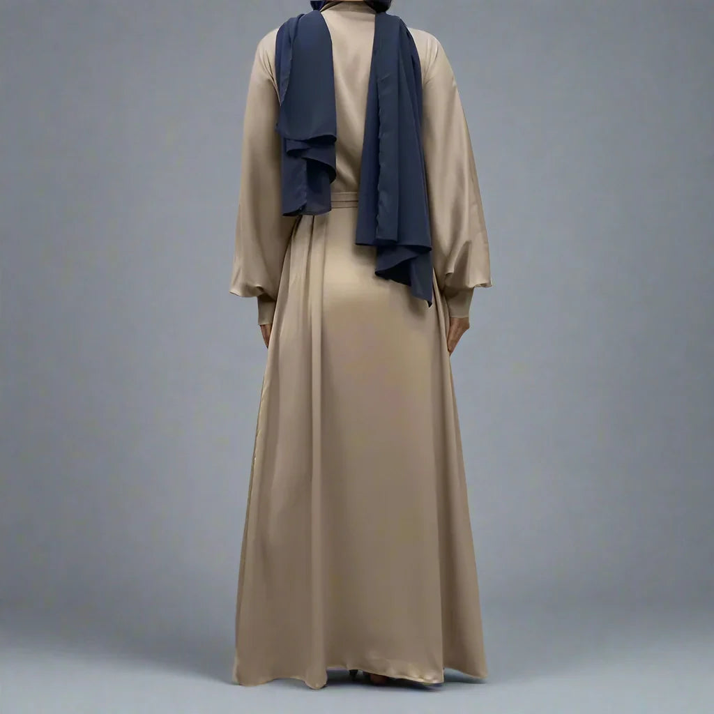 Heidi-Mode | mit Tasche Muslim Frauen Classic Daily Wear Offene Abaya Kleid