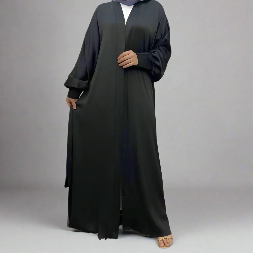Heidi-Mode | mit Tasche Muslim Frauen Classic Daily Wear Offene Abaya Kleid