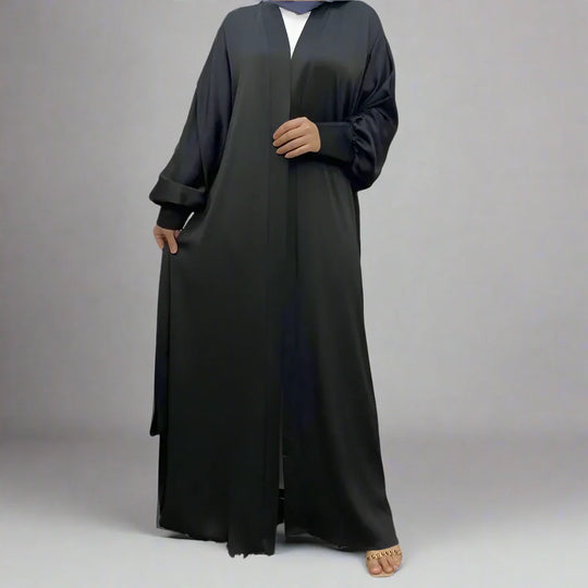 Heidi-Mode | mit Tasche Muslim Frauen Classic Daily Wear Offene Abaya Kleid