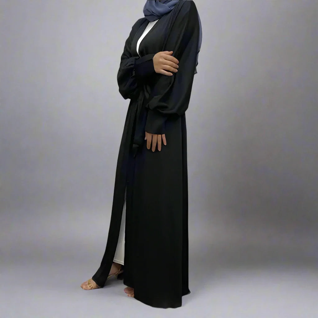 Heidi-Mode | mit Tasche Muslim Frauen Classic Daily Wear Offene Abaya Kleid