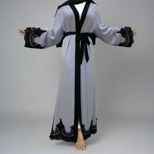 Heidi-Mode | Muslimische Frauen Mode Ramadan Strickpullover Maxi Robe Offene Abaya Kleid