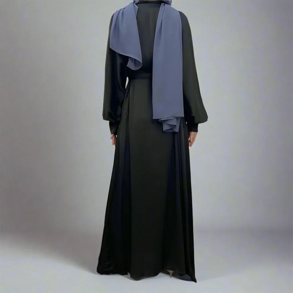 Heidi-Mode | mit Tasche Muslim Frauen Classic Daily Wear Offene Abaya Kleid
