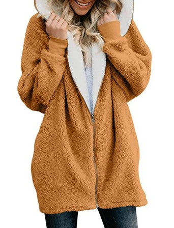 HeidiMode | Flauschiger Fleecemantel Mit Kapuze Und Weicher Tasche
