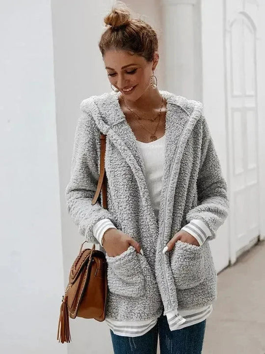 Heidi-Mode | Übergröße Kapuzen Wollmantel für Damen